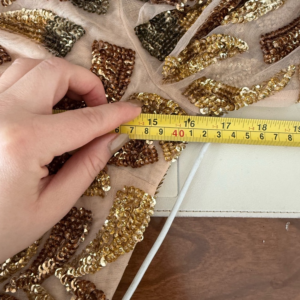 Mac Duggal Gold and Bronze Long Sleeve Dress - Picture 5 of 6